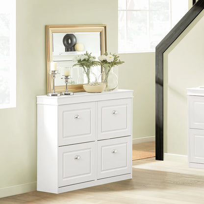 SoBuy FSR79 Shoe cabinet with 4 flap shoe rack shoe dump truck with 8 shelf surfaces Shoe chest of drawers Shoe shelf