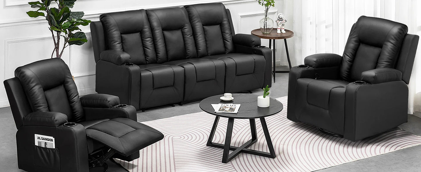 COMHOMA Relax armchair TV armchair with reclining and footrest, Thick backrest and armrests, 360 ° Swivel