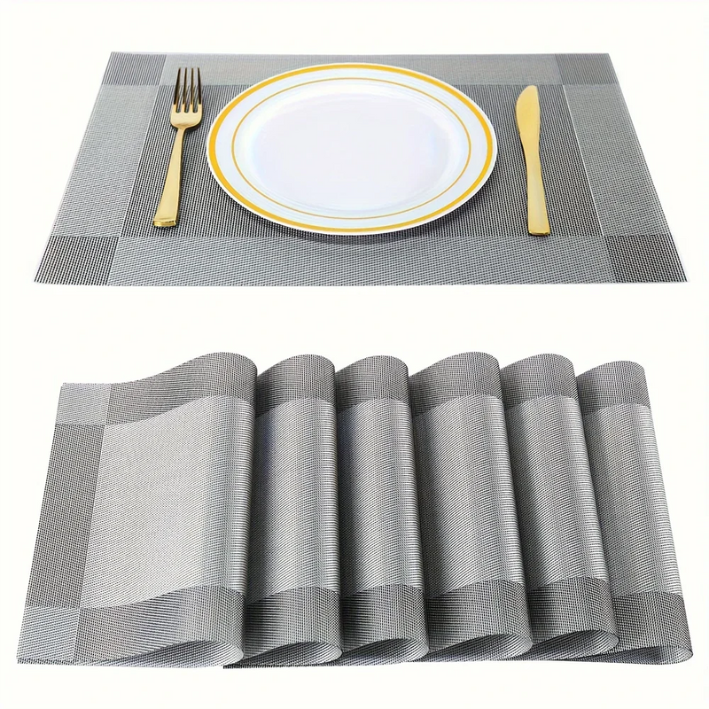 Place Mats for Kitchen Dining Table, Heat-Resistant Anti-Skid Stain Washable PVC Table Mats, Easy to Cleaning Dinner Mats