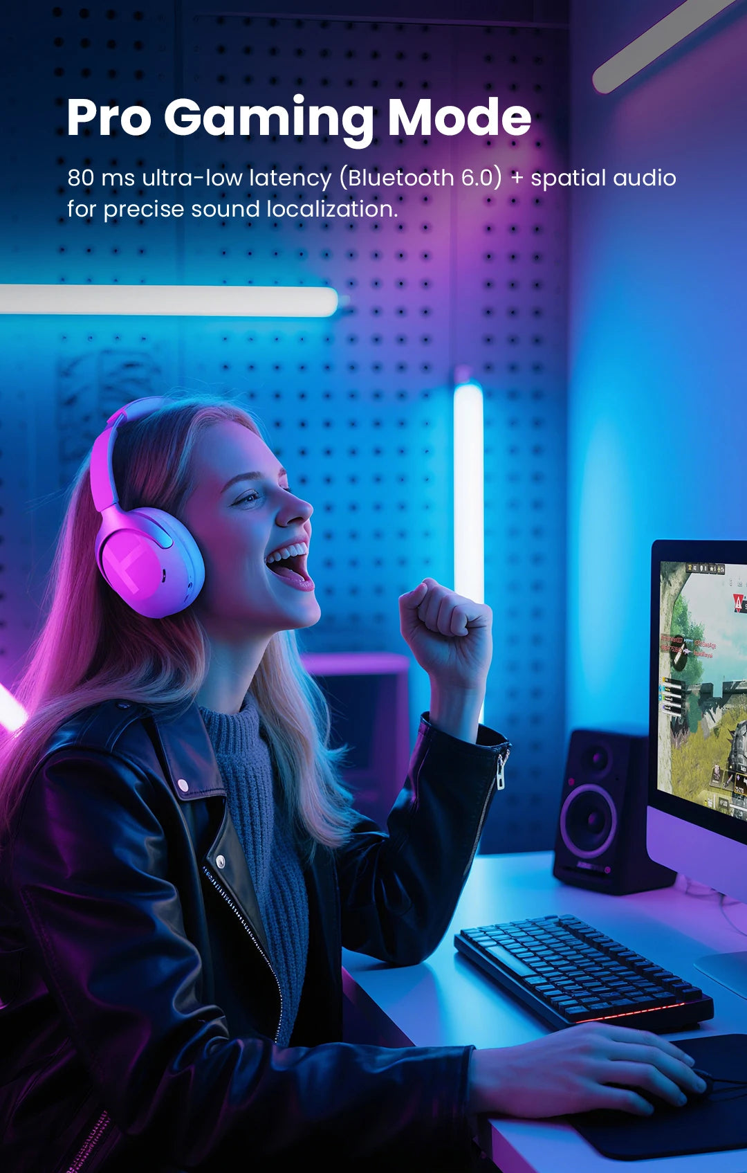 Fone de Ouvido Sem Fio HAYLOU S40 ANC com Cancelamento de Ruído de 50dB, Áudio Espacial 3D Hi-Res, LDAC, Bluetooth 6.0 e Design Over-Ear