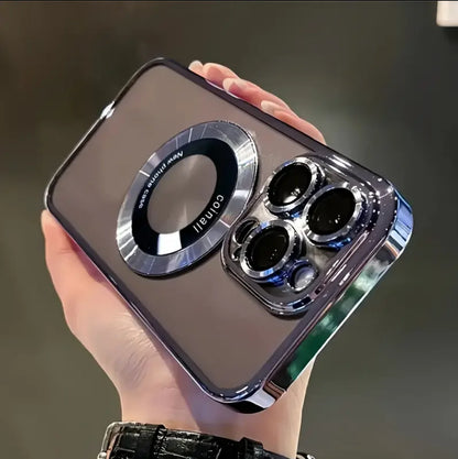 Nueva funda magnética transparente de lujo con carga inalámbrica para iPhone 16/15/14/13/12/11 Pro Max Plus con protector de lente a prueba de golpes