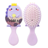 Cute Cartoon Dinosaur Hair Brush Set Detangling Mini Brush Set Travel Protable Comb Folding Mirror for Child Baby Girls Boys