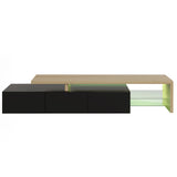 ROSAHQNDA Modern TV Cabinet, LED Stylish Living Room Furniture, Practical Storage Space, High-Gloss, Glass Shelves, 200x42x39cm