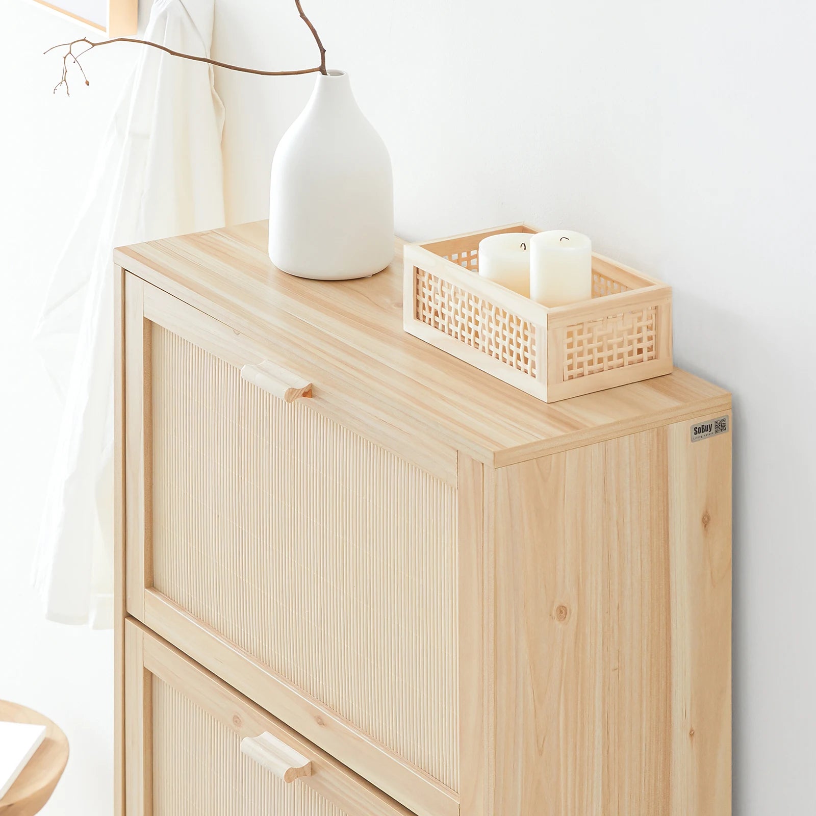 SoBuy FSR159-N 3 flap shoe cabinet narrow shoe shelf shoe rack with 6 shelf surfaces shoe chest of drawers