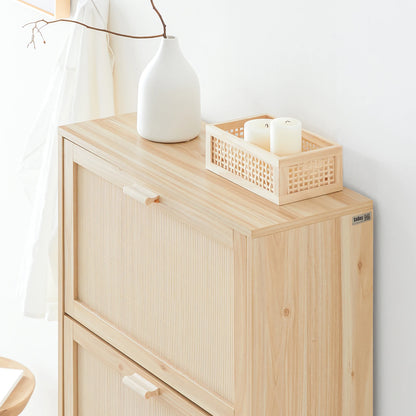 SoBuy FSR159-N 3 flap shoe cabinet narrow shoe shelf shoe rack with 6 shelf surfaces shoe chest of drawers