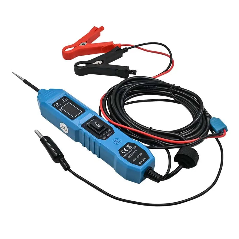 Probador de circuito eléctrico automotriz universal de 6 V-48 V, comprobador del sistema eléctrico del automóvil, kit de sonda de voltaje y potencia, pantalla digital LED.