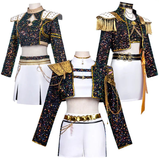 Kids Girls Rummi Devil Hunters Zoeyy Miraa Cosplay Fantasia Costume for Children Idol Roleplay Outfits Halloween Carnival Suit