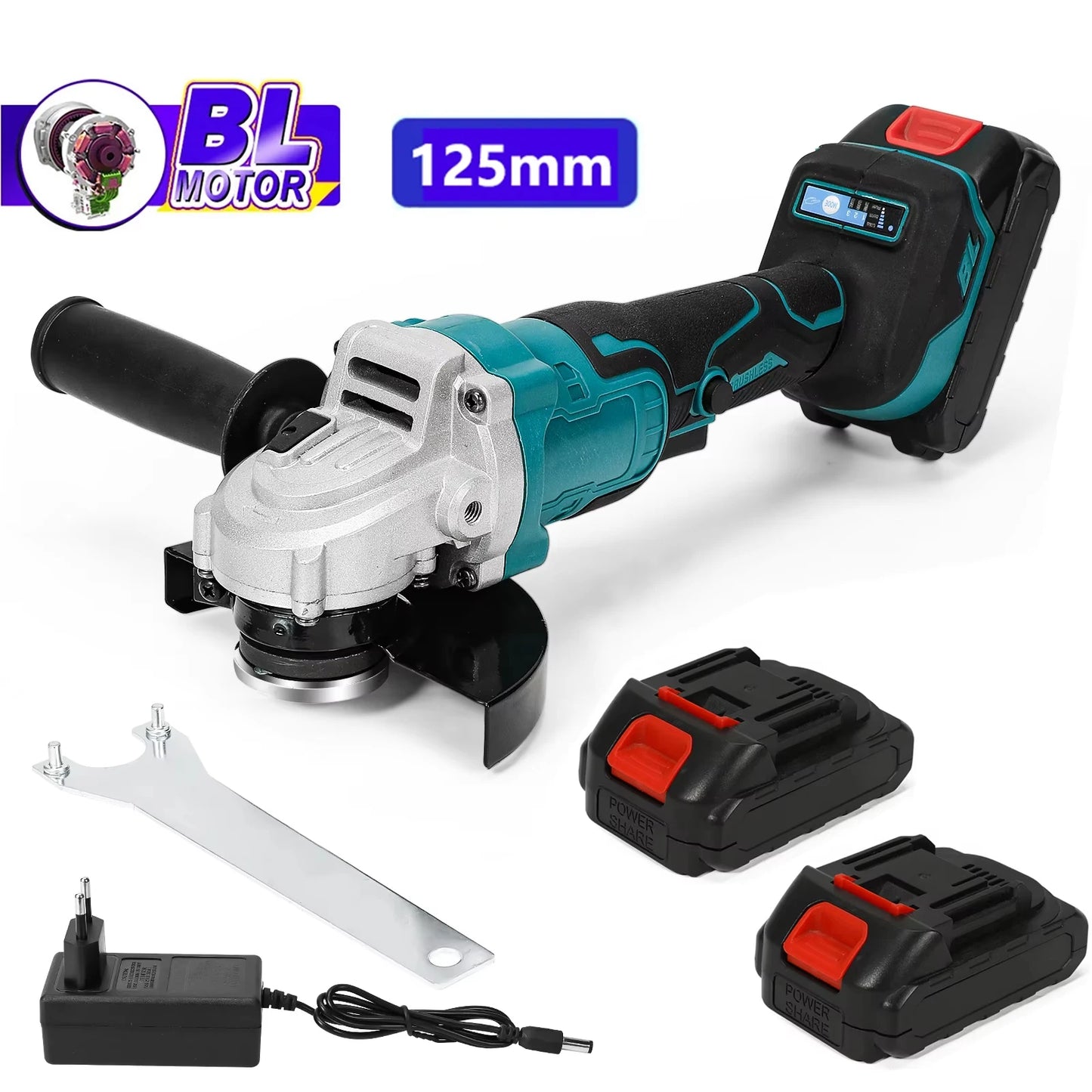 Amoladora angular eléctrica sin escobillas de 125 mm, 3 velocidades, inalámbrica, herramienta de corte para carpintería, compatible con batería Makita de 18 V.