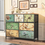 Rosahqnda chest of drawers with drawers Bohemian dressing table with wooden panel, fabric drawers, metal frame, fabric chest of drawers