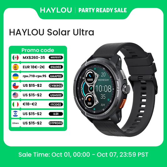 HAYLOU Solar Ultra GPS Smartwatch 1.6” AMOLED Display 5ATM Waterproof Built-in GPS Bluetooth Phone Calls Sports Smart Watch