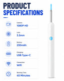 Smart Visual Ear Wax Remover with 1080P HD Camera, USB C Rechargeable Ear Cleaner, Waterproof Ear Scope Otoscope, Safe Ear Wax R
