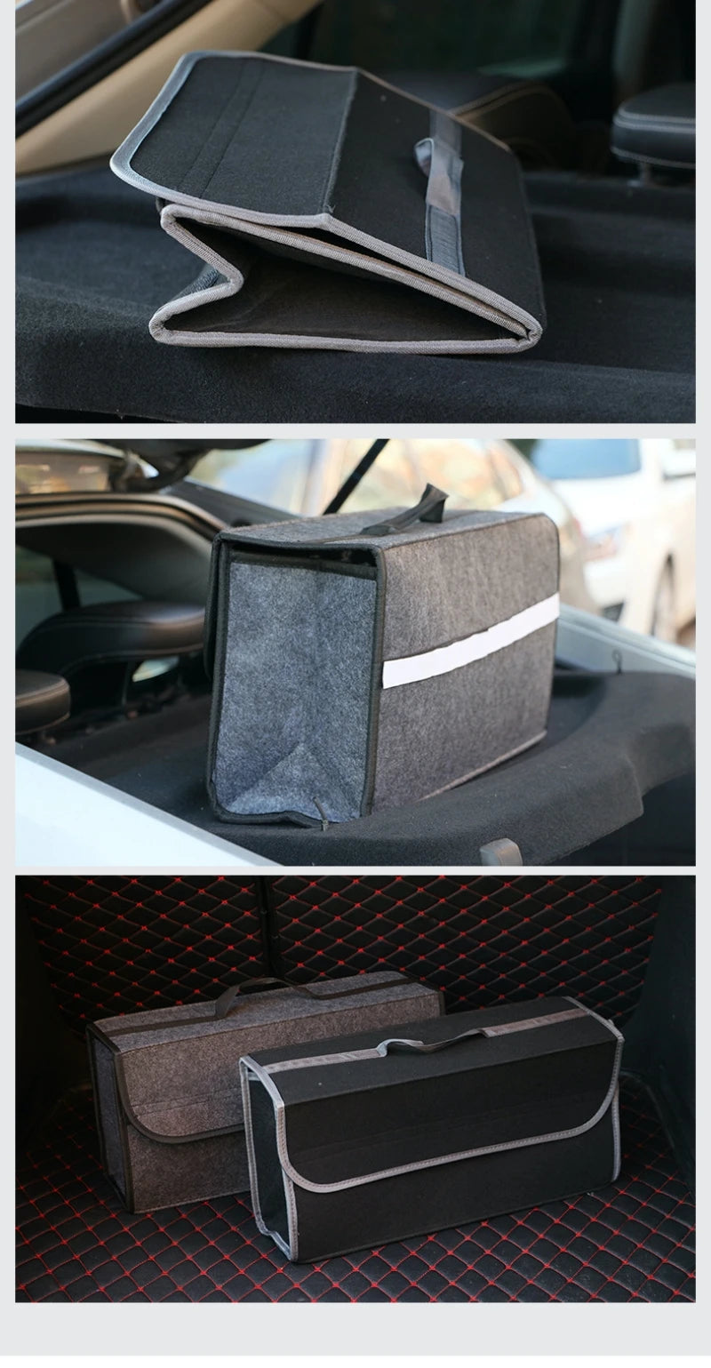 Large Anti-Slip Compartment Boot Storage Organizer Tool Car Storage Bag Car Trunk Organizer Soft Felt Storage Box Accessories