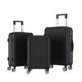 Rosahqnda 3-Piece Trolley Suitcase Set 4 Universal wheels Lock Case ABS Hard Sleeve Travel storage