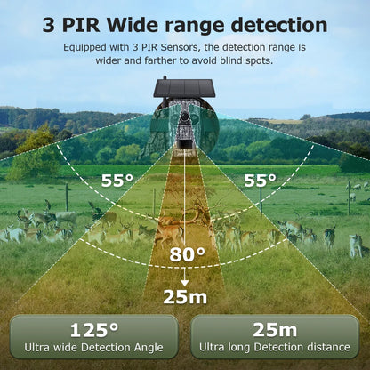 INQMEGA4G 2K 5MP PIR Motion Activated  Trigger Time Night Vision IP66 Hunting Trail Wildlife Battery Solar Camera Forest