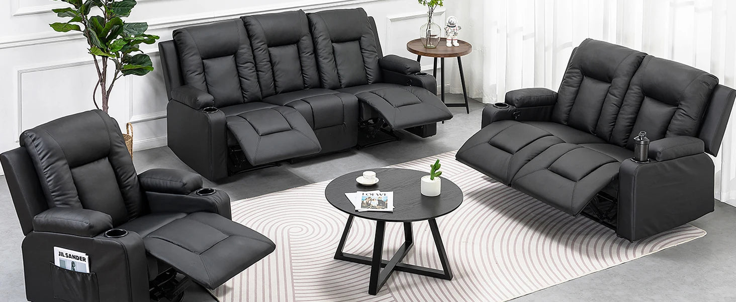 COMHOMA Recliner TV Armchair with Reclining and Footrest, Thick Backrest and Armrests, 360° Swivel