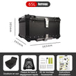 65L Universal Motorcycle Aluminum Rear Trunk Luggage Case Waterproof Tail ToolBox Storage Box with 2 Keys Reflective Sticker