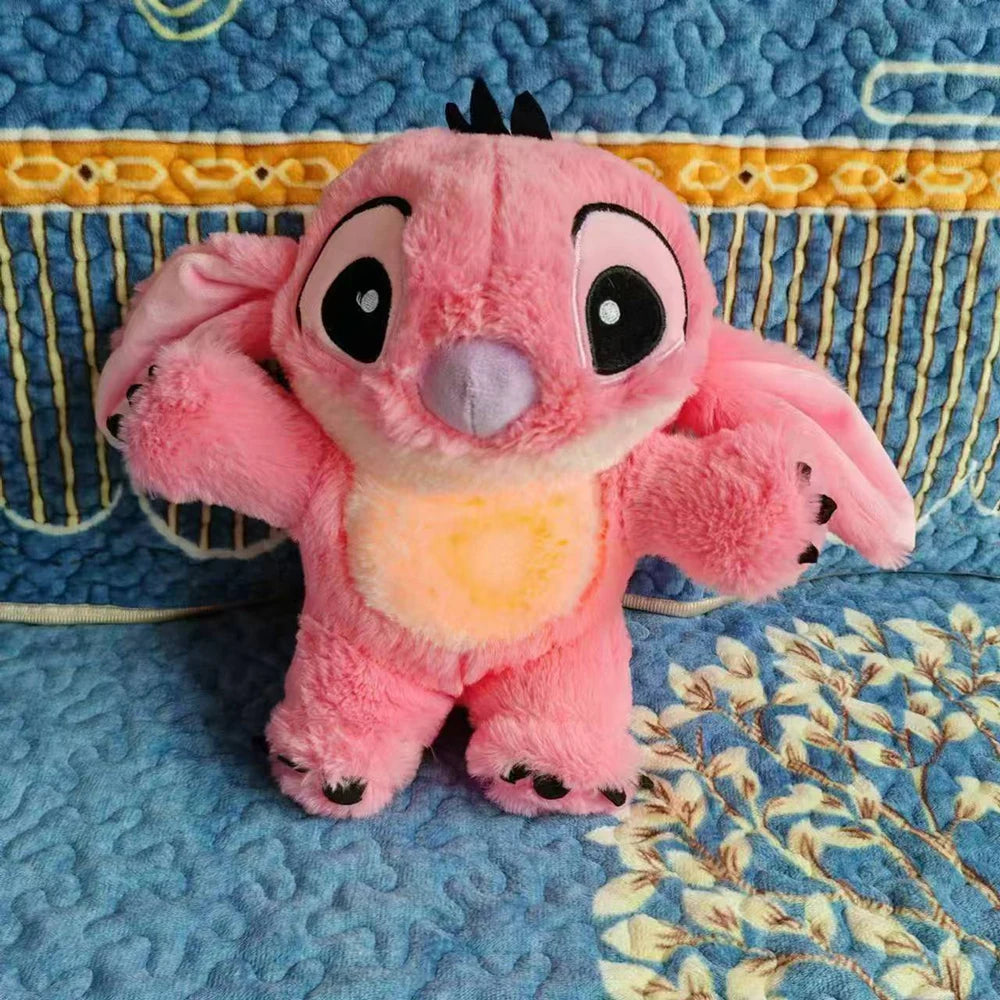 Muñeco de peluche Kawaii Stitch, compañero de sueño para bebé, sonido relajante, musical, kawaii, con bolsa de aire y luz, muñeco que respira, juguetes de regalo.