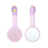 Cute Cartoon Dinosaur Hair Brush Set Detangling Mini Brush Set Travel Protable Comb Folding Mirror for Child Baby Girls Boys