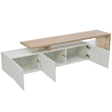 ROSAHQNDA Modern TV Cabinet, LED Stylish Living Room Furniture, Practical Storage Space, High-Gloss, Glass Shelves, 200x42x39cm