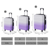 Anajqaqia 3-Piece Travel Suitcase Set with Wheels and Lock, Hard-Shell Trolley, Telescopic Handle, M, L, XL, Silvery