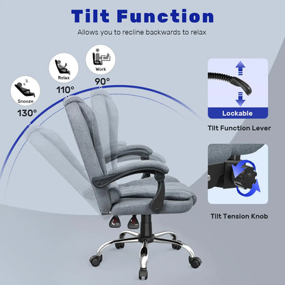Naspaluro Ergonomic Office Chair Desk Chair with High Backrest PU Leather Swivel Chair Deck Chair Gaming Chair for Office Home