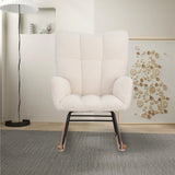 Anajqaqia Rocking Chair, Armchair, Upholstered Swing Chair with High Backrest, for Living Room Bedroom Balcony, Lambswool, Beige