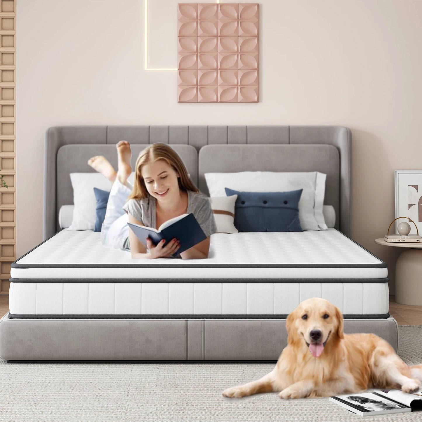 Rosahqnda 7-zone spring mattress 25 cm high pocket jump mattress medium solid orthopedic barrel bag jump mattress