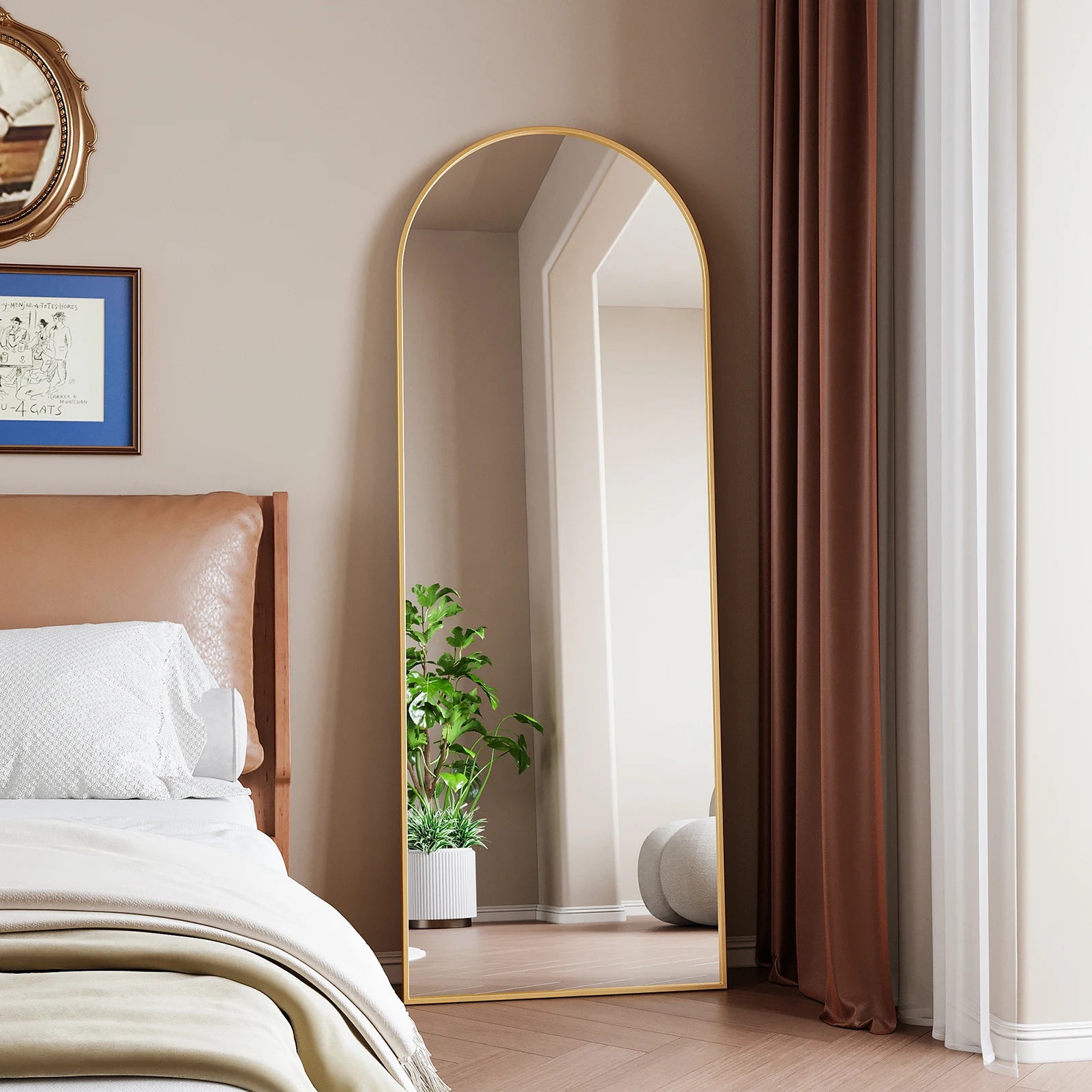 Anajqaqia 162×53cm Full Body Mirror, Curved Standing Mirror, Floor Mirror with Tempered Glass and Aluminum Alloy Frame