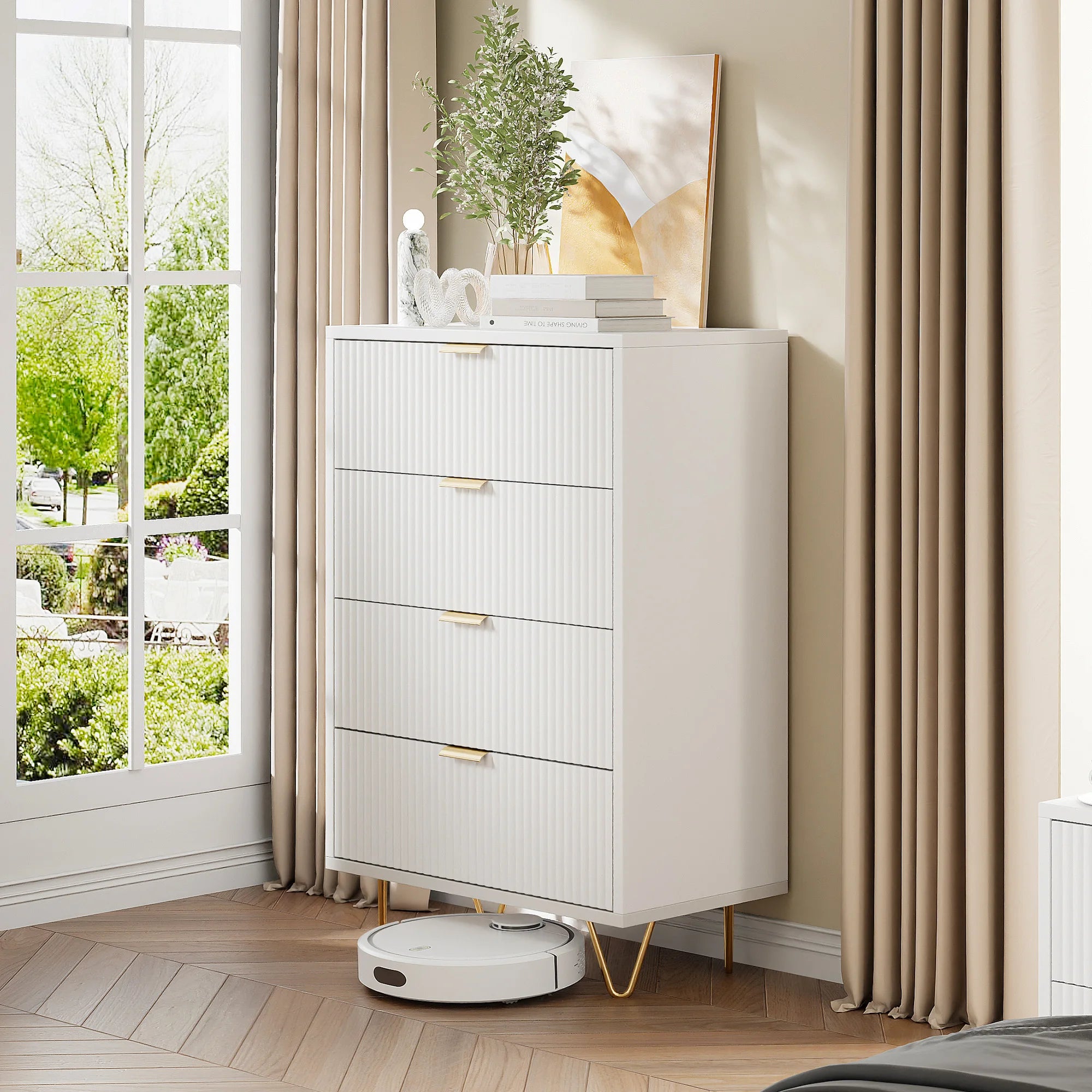 Rosahqnda White Drawer chest of drawers 4 or 6 Drawers Modern storage S wardrobe Tipping Protection wardrobe for living room