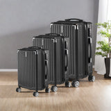 Anajqaqia Suitcase 3 Pieces Set,Hard Shell Trolleys Set,With TSA Lock,360° Universal Wheels,Lightweight ABS Luggage,Black