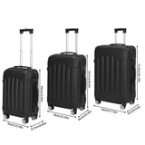 Anajqaqia Suitcase 3 Pieces Set,Hard Shell Trolleys Set,With TSA Lock,360° Universal Wheels,Lightweight ABS Luggage,Black
