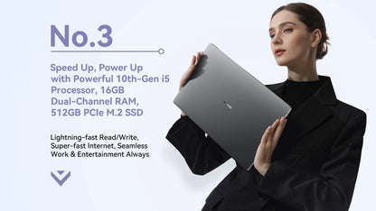 Blackview Laptop Acebook 12, Laptop 16 Inch, 16GB DDR4, 512GB SSD, Windows 11 Pro, Intel Core i5-1030NG7, 57Wh Battery,Notebook