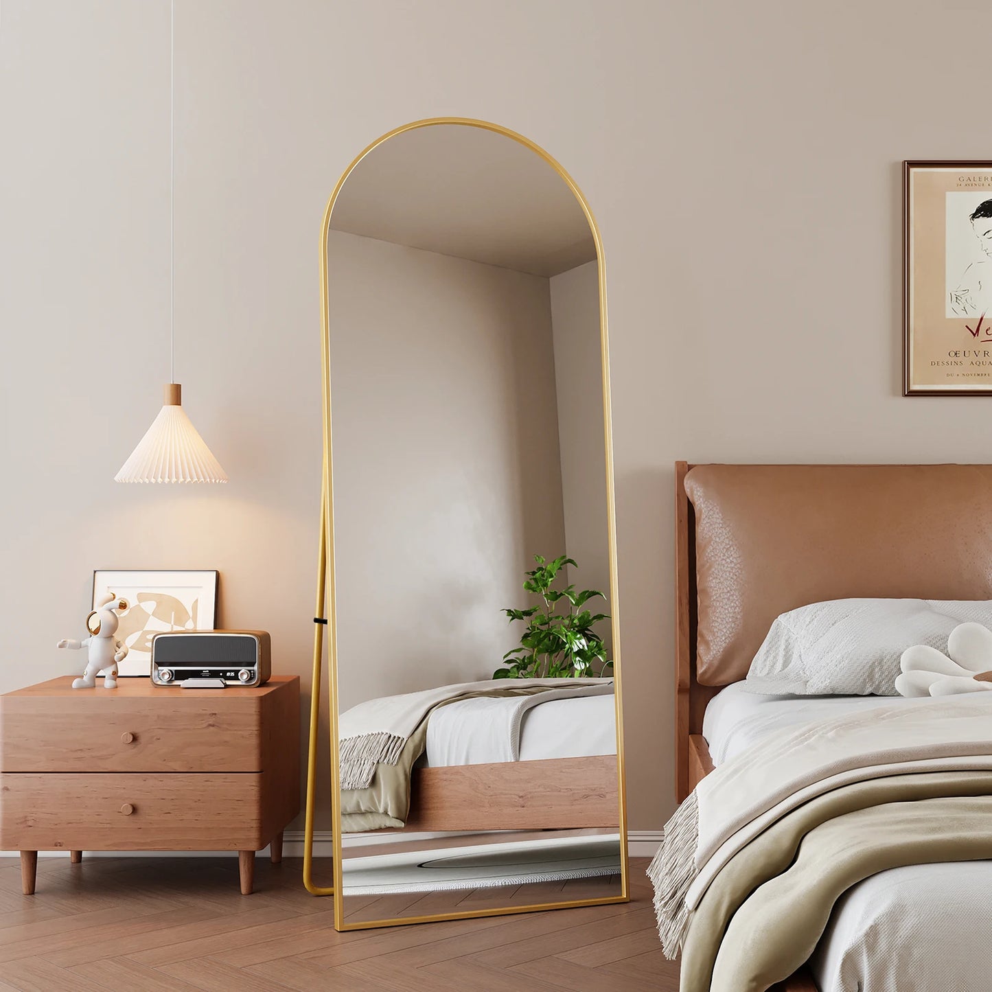 Anajqaqia 162×53cm Full Body Mirror, Curved Standing Mirror, Floor Mirror with Tempered Glass and Aluminum Alloy Frame