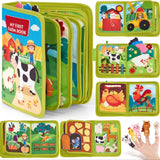 Montessori Busy Book Baby Early Education Book Farm Animal Scene Storytelling Activity Toy Fine Motor Quiet Book for Toddlers