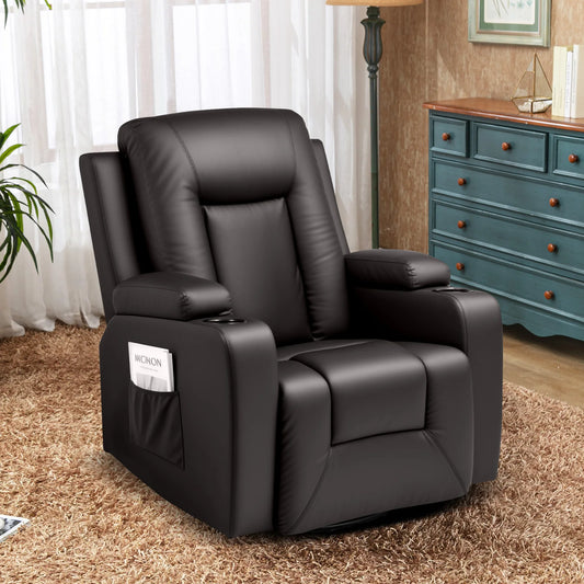 COMHOMA Relax armchair TV armchair with reclining and footrest, Thick backrest and armrests, 360 ° Swivel