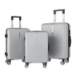 Anajqaqia 3-Piece Travel Suitcase Set with Wheels and Lock, Hard-Shell Trolley, Telescopic Handle, M, L, XL, Silvery