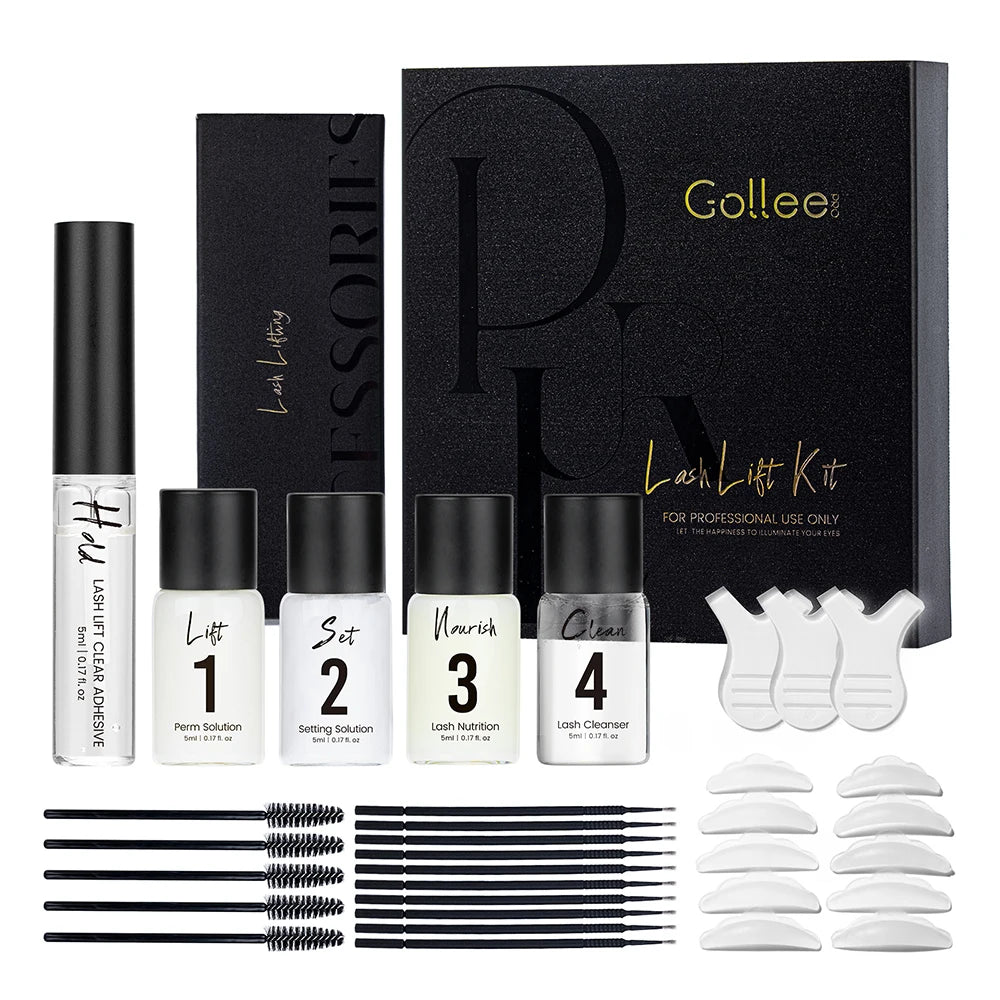Gollee Eyelash Lifting Perm kit Natural Lashes Enhancer Long Lasting 4-6 weeks Black Lash Brow Tinting Perm Professional Makeup