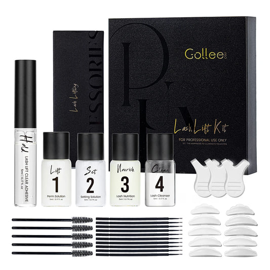 Gollee Eyelash Lifting Perm Kit Natural Lashes Enhancer Long Lasting 4-6 Weeks Black Lash Brow Tinting Perm Professional Makeup
