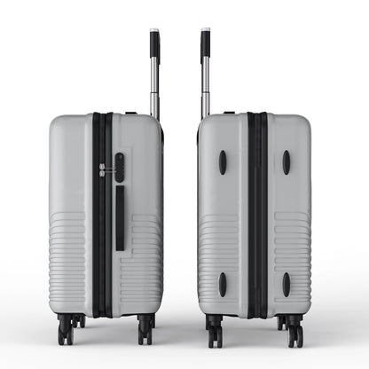 Anajqaqia 3-Piece Travel Suitcase Set with Wheels and Lock, Hard-Shell Trolley, Telescopic Handle, M, L, XL, Silvery