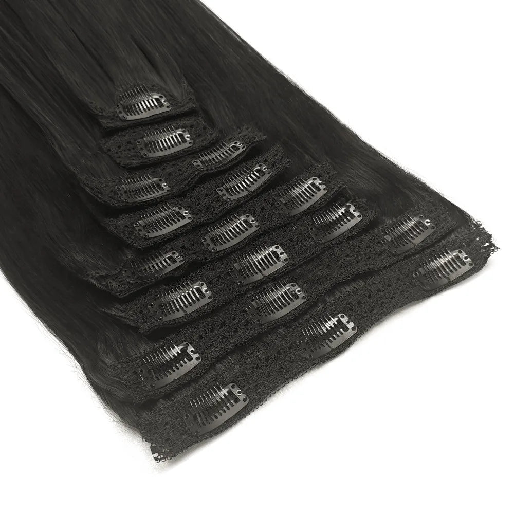 Aplique de cabelo Humano liso de tic tac Extensões Invisível