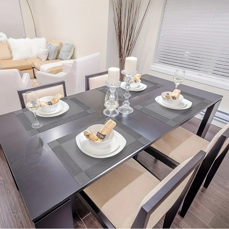Place Mats for Kitchen Dining Table, Heat-Resistant Anti-Skid Stain Washable PVC Table Mats, Easy to Cleaning Dinner Mats