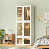 Anajqaqia 69x50x170cm Foldable Closet Wardrobe with 6 Cubes and 1 Hanging Rail, Multi-Purpose Cabinet with Magnetic Doors, PP