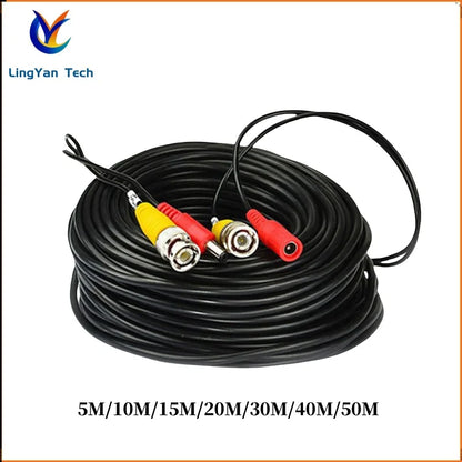 Cable coaxial BNC+CC 2 en 1 para exteriores, conector BNC de 5-50 m, alimentación de vídeo para cámaras AHD, sistema DVR, cámara de vigilancia de seguridad.