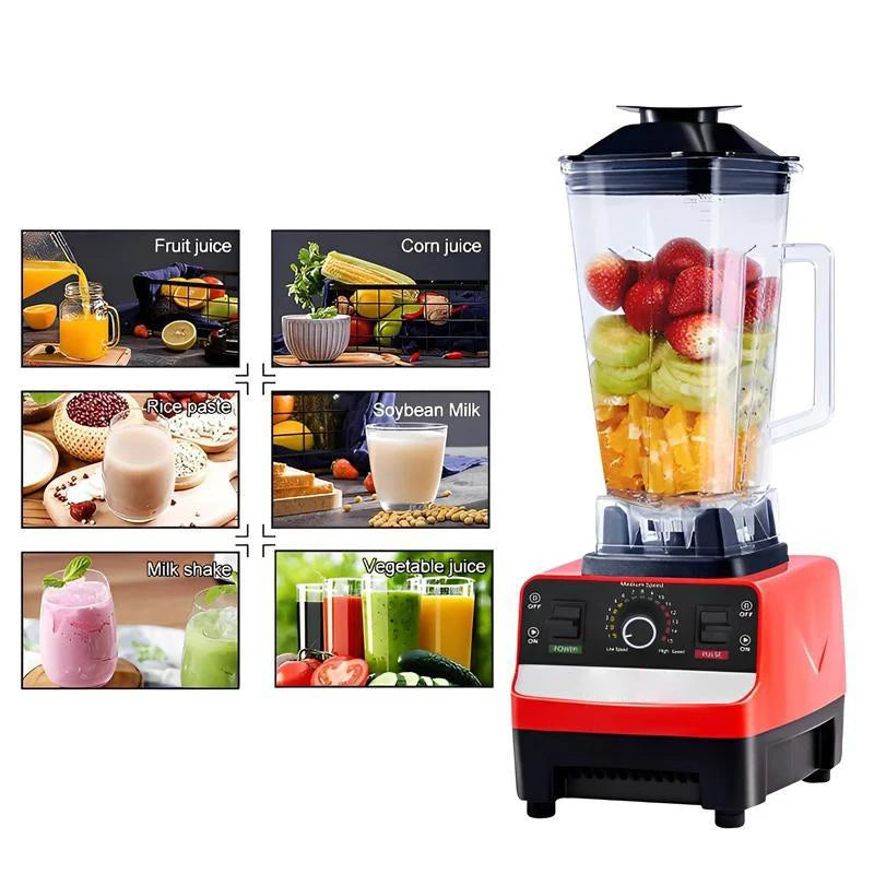 2 in 1 Electric Blender 2000W High Power Heavy Duty Commercial Blender Food Processor Ice Smoothies Kitchen Stationary Mixer