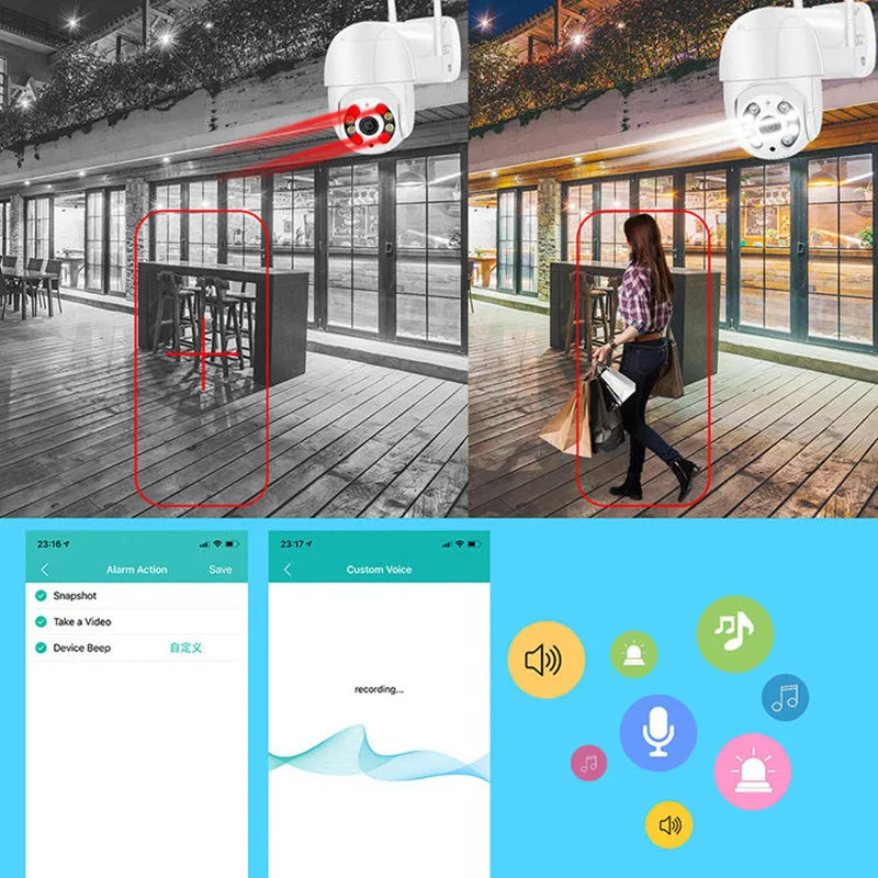 8MP 4K Wireless PTZ Camera HD 1080P Color Night Vision WiFi IP Camera Outdoor 5MP AI Auto Tracking CCTV Surveillance Cam iCSee