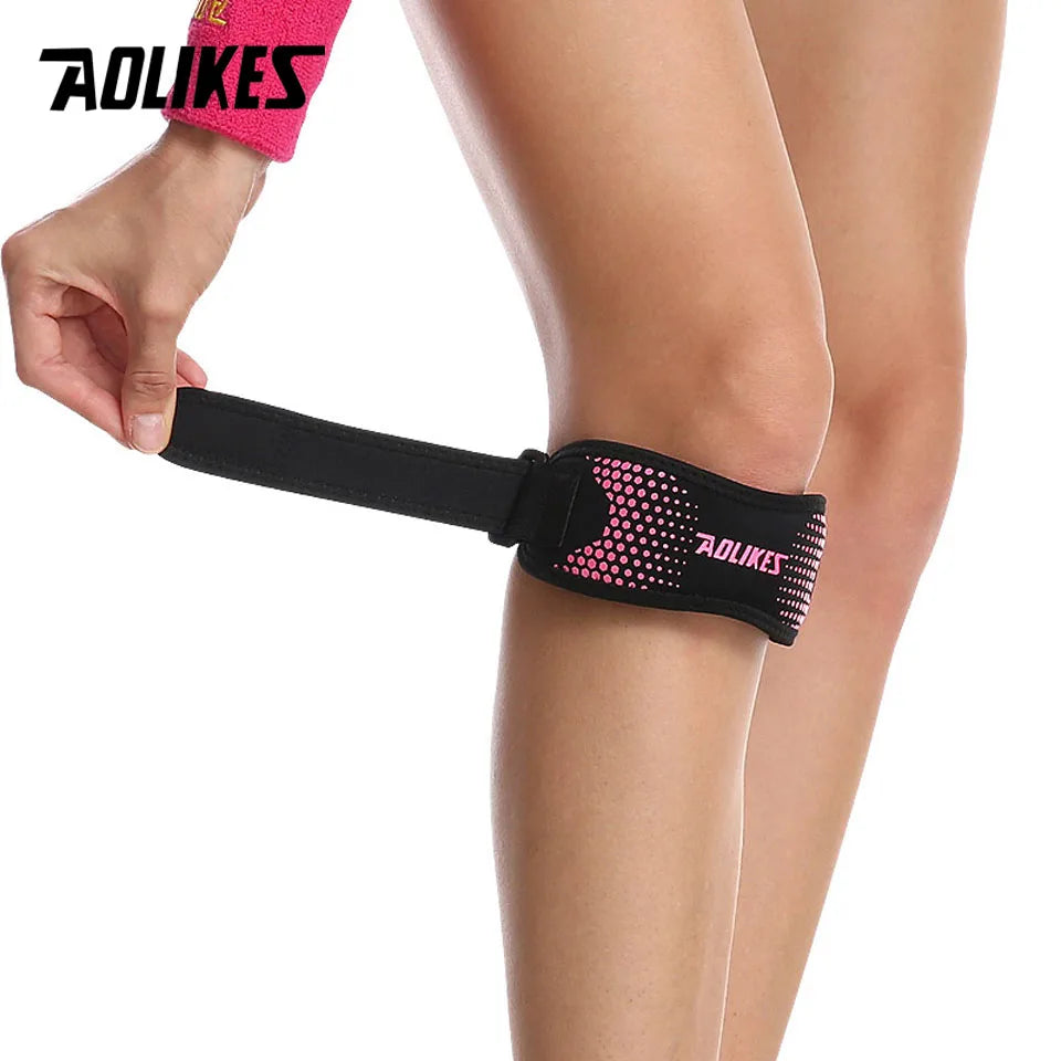 AOLIKES-Joelheira Ajustável para Alívio das Dores, Estabilizador Patela, Suporte Brace, Caminhadas, Futebol, Basquete, Corrida, Esporte, 1Pc