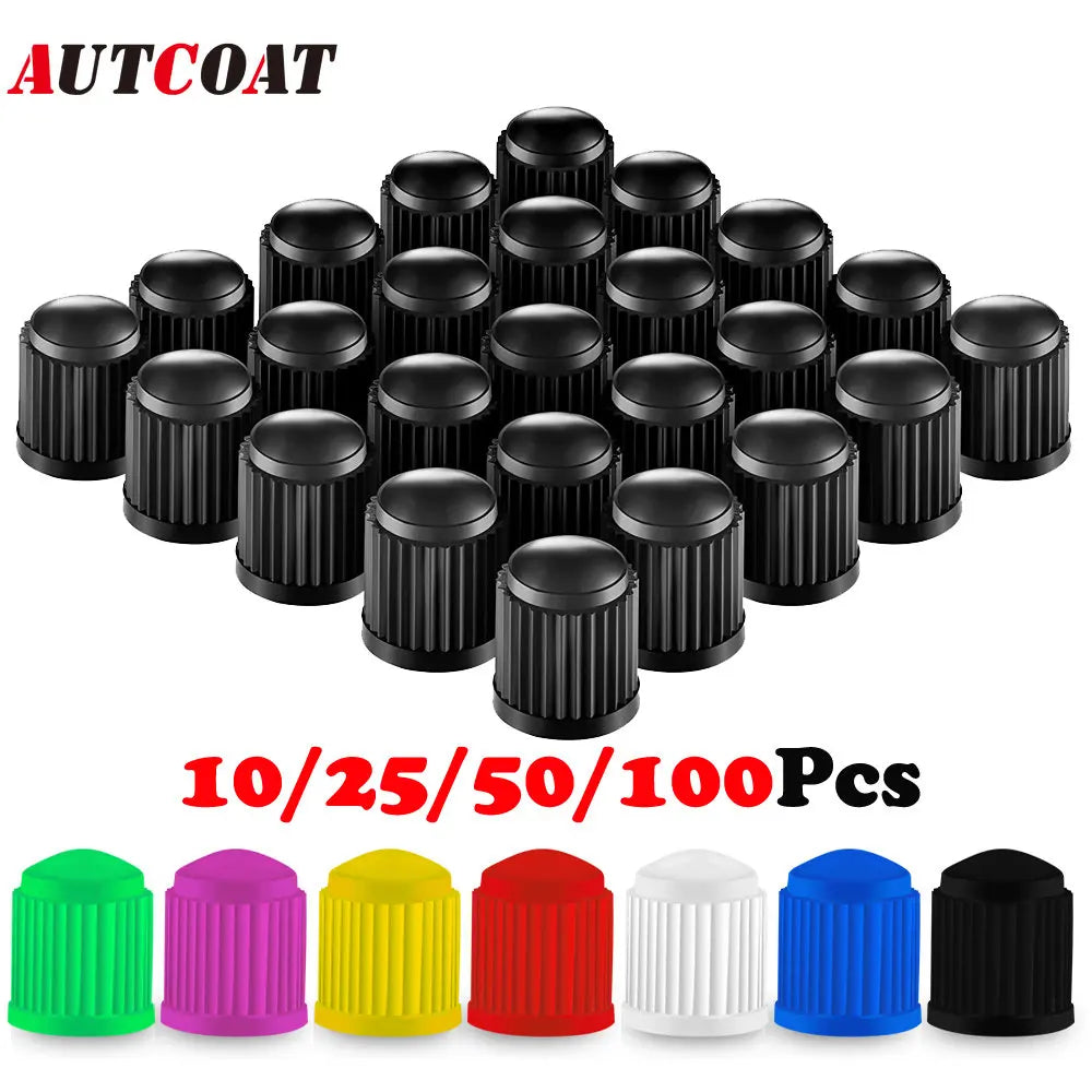 AUTCOAT-Tire Stem Valve Caps, Plastic Valve Caps, Universal Stem Covers for Cars, SUVs, Bike &amp; Bicycle, Trucks, Motorcycles 