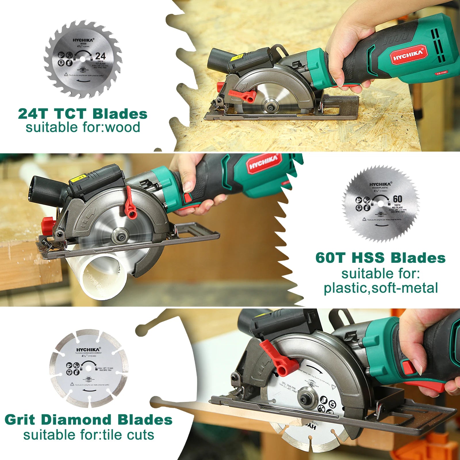 HYCHIKA 750W Circular Saw DIY Power Tool with Laser Guide Electric Saw for Cutting Wood Miter Saw Tools for Carpentry in Wood
