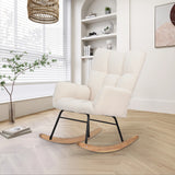 Anajqaqia Rocking Chair, Armchair, Upholstered Swing Chair with High Backrest, for Living Room Bedroom Balcony, Lambswool, Beige