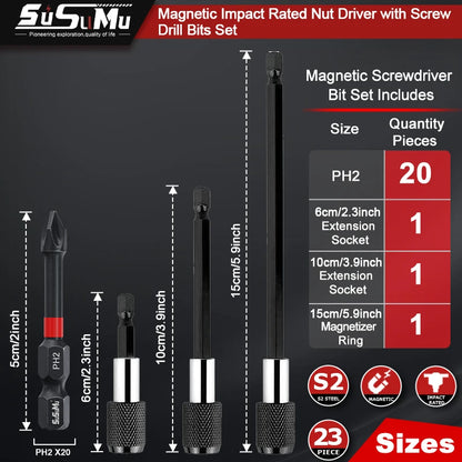 39pcs Screwdriver Bit Set Strong Torque Screwdriver Impact Driver Bit Set Non-slip Magnetic Batch Head Impact Screw Driver Bit